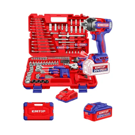 Juego Herramientas 152 Piezas Llave Impacto Emtop 500 Nm