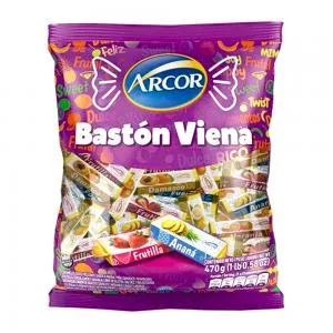 Bala Arcor Baston Viena Recheada Frutas Pacote 470g