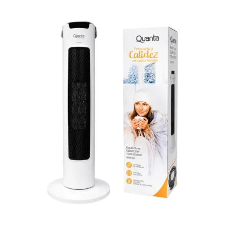 Estufa Torre Eléctrica Quanta DuoFlow180 QTED180 2000W – Blanco