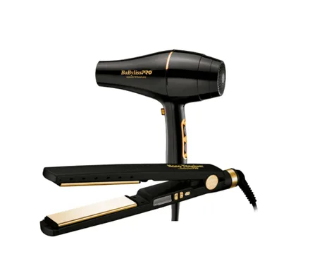 BABYLISSPRO KIT NANO TITANIUM BNTBGPP43UZ SECADOR/ALISADOR BIVOLT BLACK GOLD