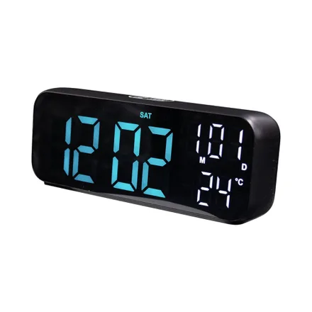 Reloj Digital De Mesa Satellite Ac T6852 Led Azul
