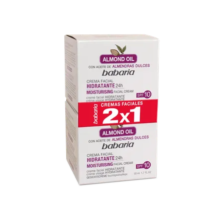 Babaria Crema Facial Hidratante Almendras Dulces Dia Spf 10 Pack 2X1 50ml