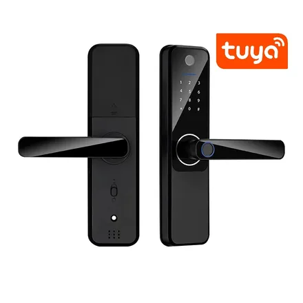 FECHADURA DIGITAL S802MAX WIFI TUYA/CARTÃO/CHAVE/CAM PRETO