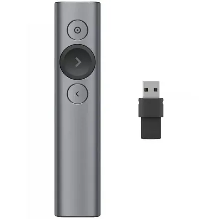 Apresentador Wireless a Laser Logitech Spotlight com Bluetooth Recarregável - Cinza Preto