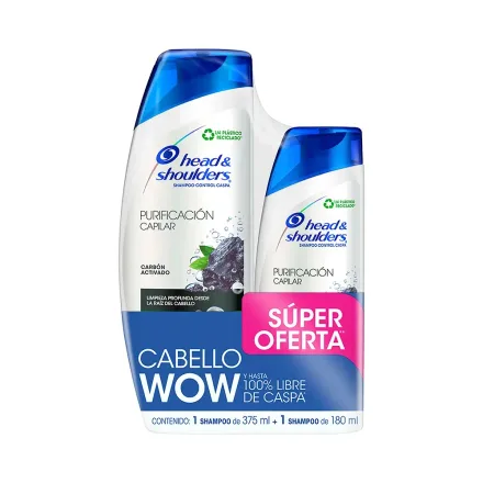 Shampoo Head Shoulders Purificaci Capilar Carb Activado 180ml 375ml