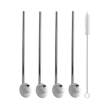 Set Pajitas Con Cucharas Vin Bouquet Fik 639 5 Piezas