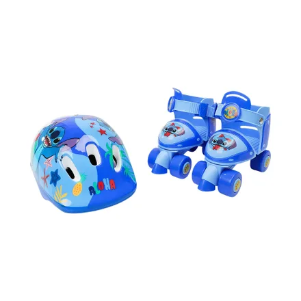 Kit Patines De Aprendizaje + Casco Foster Quad Skate Disney Stitch 11741 St