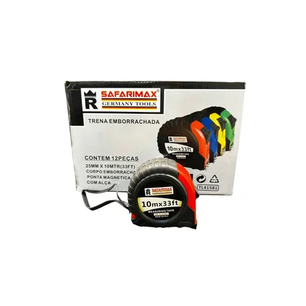 Fita Metrica 10M 1 Trava Borracha 12PC