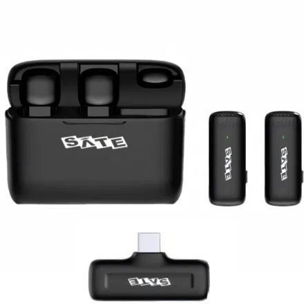 Microfone Sem Fio para Smartphone Satellite A-MK241 com USB-C - Preto
