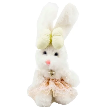 Peluche Conejo Mz 321 Con Vestido Crema