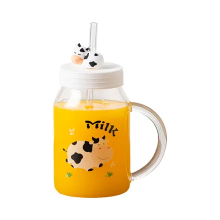 Taza Vidrio Con Pajita Kar Surtido 510ml