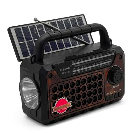 Radio Ecopower Ep F326 Sd Fm Am Panel Solar