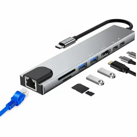 Hub Trove 8 En 1 Hdmi Sd RJ45