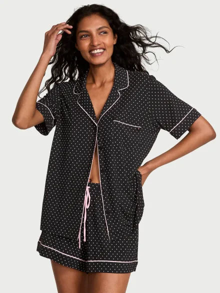 VICTORIA'S SECRET PIJAMA SHORT NEGRO C/PUNTOS ROSA #36014656 (T) M