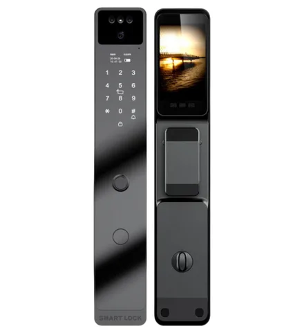 FECHADURA DIGITAL S904MAX WIFI TUYA/FACE/OLHO MAGICO PRETO