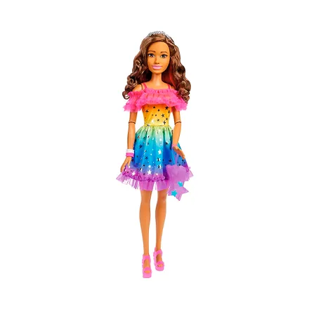 Muneca Mattel Barbie Rainbow Dress Brown Hair Hjy 00