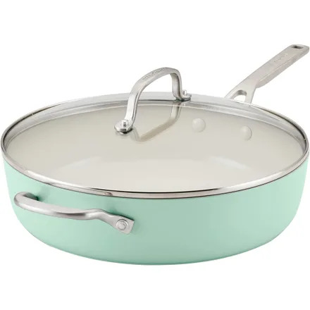 Frigideira KitchenAid 84824 Cerâmica Antiaderente Tampa de Vidro 31CM – Pistache