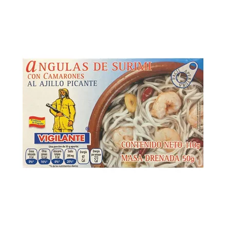 Vigilante Angulas Surumi Con Camarones Al Ajillo Picante 110g