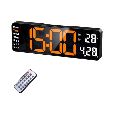 Reloj Digital De Pared Satellite Ac T6812 Led Naranja