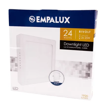 Panel Empalux 32403 24 W Bivolt Luz Calida Led Cuadrado