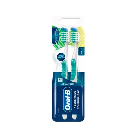 Cepillo Dental Oral Advanced 7 Beneficios Control Bac 2 Piezas