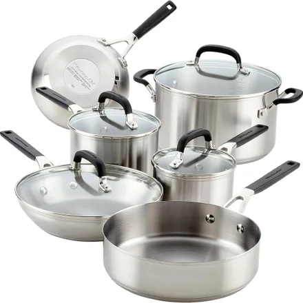 Jogo Panelas Kitchenaid Inducao Aco Inoxidavel Escovado 10