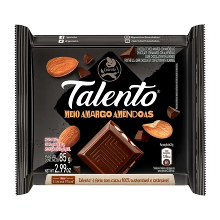 Chocolate Talento Medio Amargo Con Almendras 85g