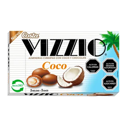 CHOCOLATE VIZZIO CON ALMENDRAS Y COCO 110GR