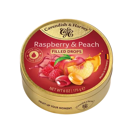 Caramelos Cavendish Harvey Raspberry Peach Filled Drops 175g