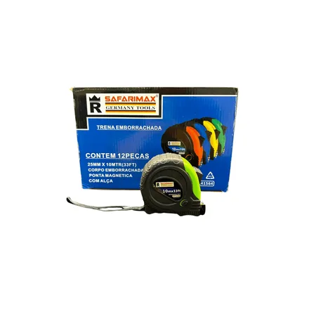 Fita Metrica 10M 3 Trava Borracha 12PC