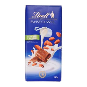 Barra Chocolate Lindt Classica Ao Leite Amendoas 100g