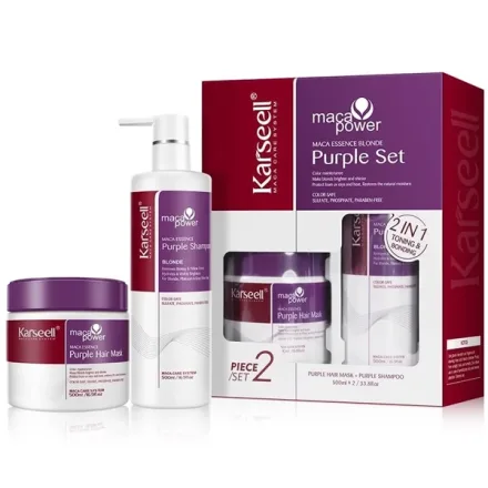 Shampoo Karseell Maca Power Essence Blonde Purple Set Mascara Capilar 500ml
