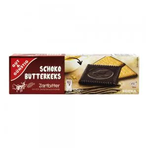Biscoito Amanteigado Coberto Chocolate Amargo Schoko Butterkeks Edeka 125g