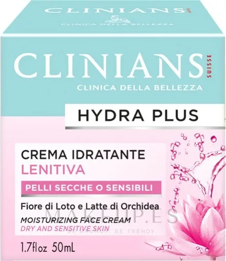CREME FACIAL HIDRATANTE E CALMANTE CLINIANS HYDRA PLUS LENITIVA