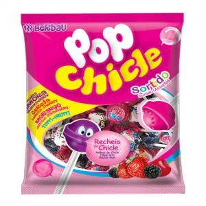Pirulito Berbau Pop Recheio Chicle Surtido 500g