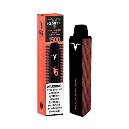 Vape Descartavel Ignite V15 1500 Puffs Peach Cantaloupe Papaya 5 Nicotina