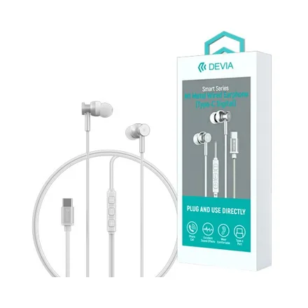 DEVIA AURICULAR EM110 C/CABLE SMART SERIES TIPO C SILVER