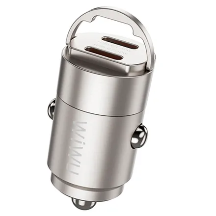 Cargador Vehicular Wiwu Nano WI-QC029 USB-C/USB-C 30W - Titanium
