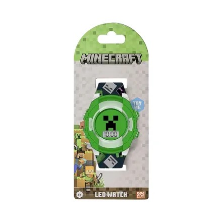Reloj Digital Minecraft Min4228 Boi Verde/Negro