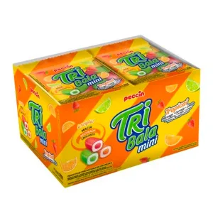 BALA MASTIGÁVEL PECCIN MINI TRIBALA TROPICAL CAIXA 12X30G