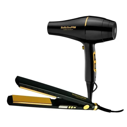 Combo Babylisspro Secador+planchita Nano Titanium Bivolt Black