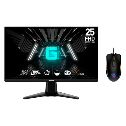 Monitor Gamer MSI G255F 24.5" Full HD 180Hz IPS + Mouse - Preto