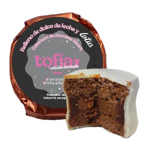 ALFAJOR TOFIA ARTESANAL BRANCO RECHEIO DE PASTA LOTUS E DOCE DE LEITE