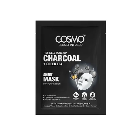 COSMO MASCARILLA FACIAL REFINE & TONE UP CHARCOAL + GREEN TEA