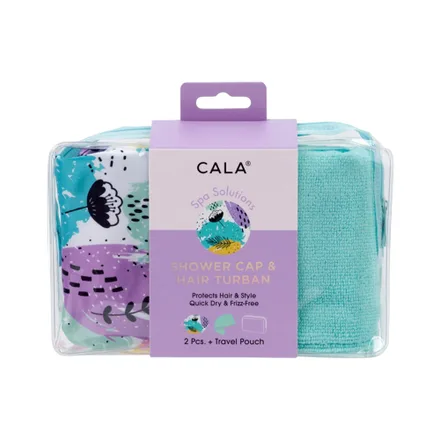 Set Cala Shower Cap Hair Turban Abstract 2 Piezas