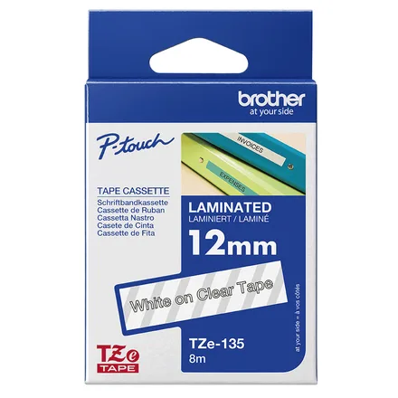 BROTHER CINTA ROTULADORA TZE135 12MMX8M BLANCO/TRANSPARENTE
