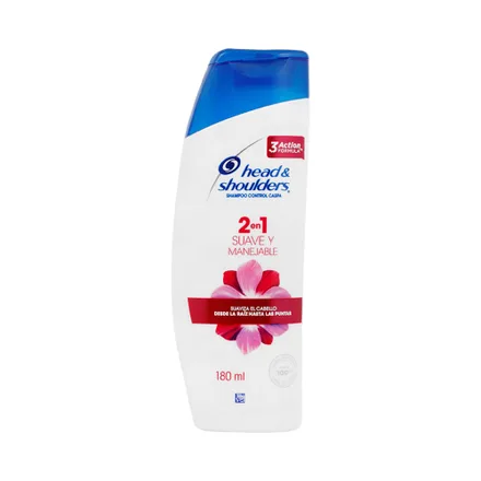 Shampoo Head Shoulders 2 En 1 Suave Manejable 180ml