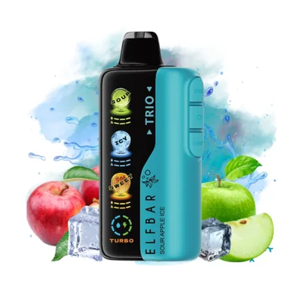 ELFBAR VAPER DESECHABLE TRIO 40000PUFFS SOUR APPLE ICE
