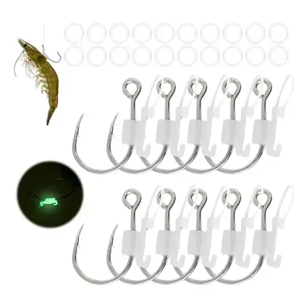 Fishing Anzuelo Shrimp Hook Ring Luminous 5PCS 15