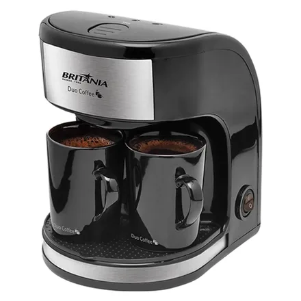 Cafetera Electrica Duo Coffee Con 2 Tazas Negro Plata 250ml